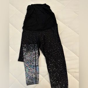 Beyond the Bump Black Maternity Leggings with Iridescent Speckle